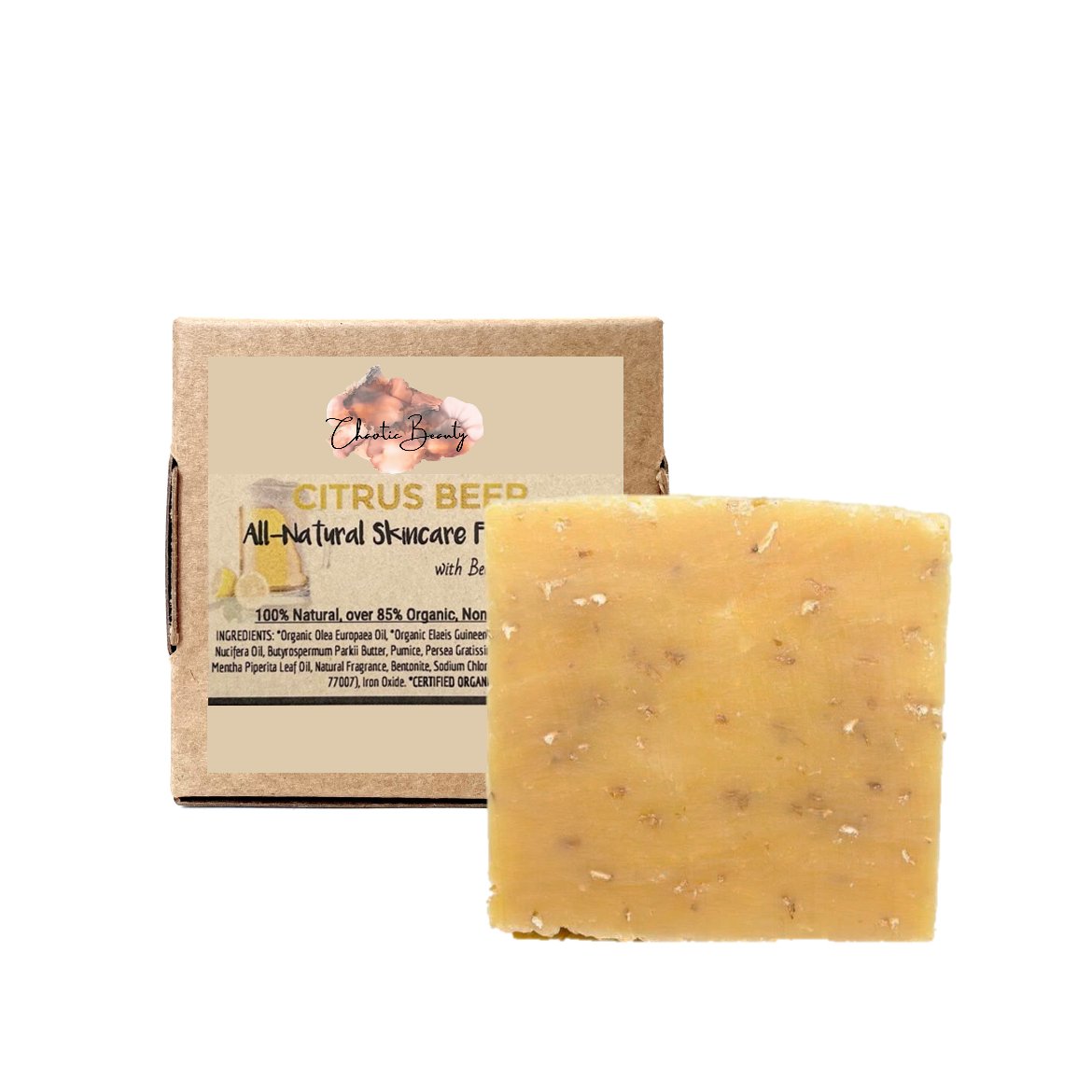 All - Natural Skincare Face Soap - Citrus Beer (110g, 3.8oz.) - Chaotic Beauty