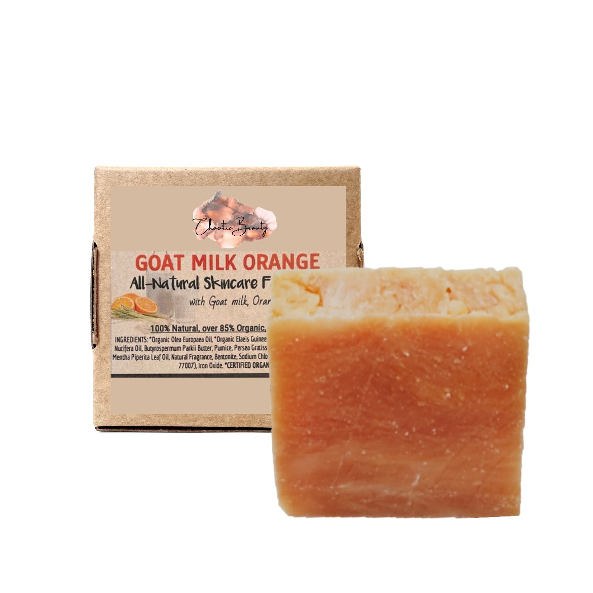 All - Natural Skincare Face Soap - Goat Milk Orange (110g, 3.8oz.) - Chaotic Beauty