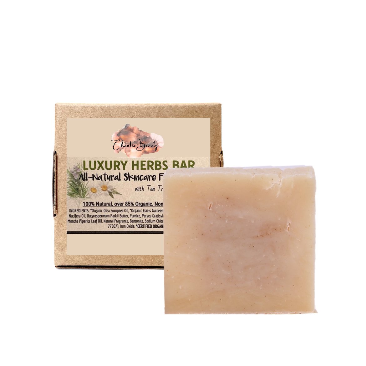 All - Natural Skincare Face Soap - Luxury Herbs Bar (110g, 3.8oz.) - Chaotic Beauty