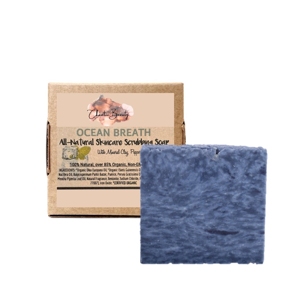 All - Natural Skincare Scrubbing Soap - Ocean Breath (110g, 3.8oz.) - Chaotic Beauty