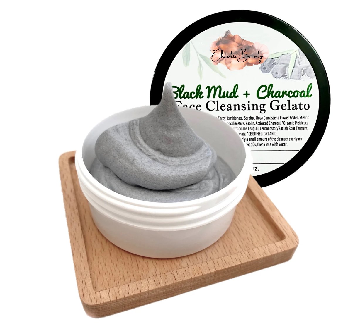 Black Mud + Charcoal Face Cleansing Gelato (60g, 2.1oz.) - Chaotic Beauty